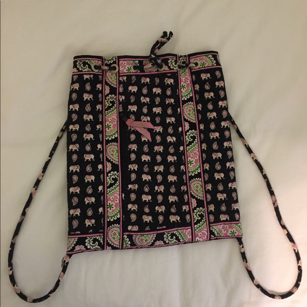 Vera Bradley Pink Elephant Drawstring Backpack